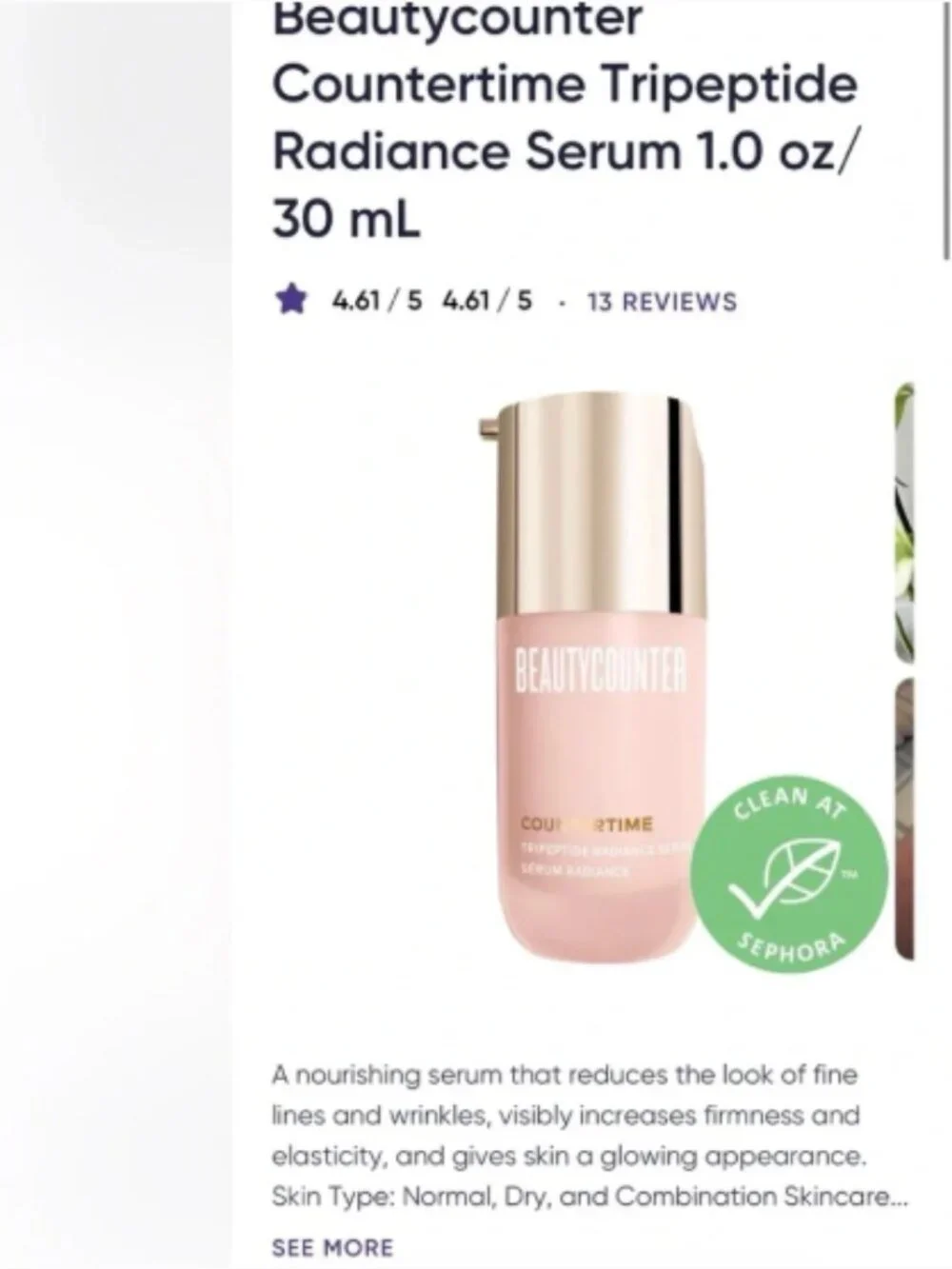 Beautycounter Countertime Tripeptide Radiance Serum 30 ml NIB AntiAging Skincare